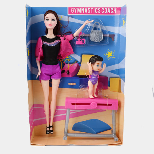 Gymnastics Coach Doll Set