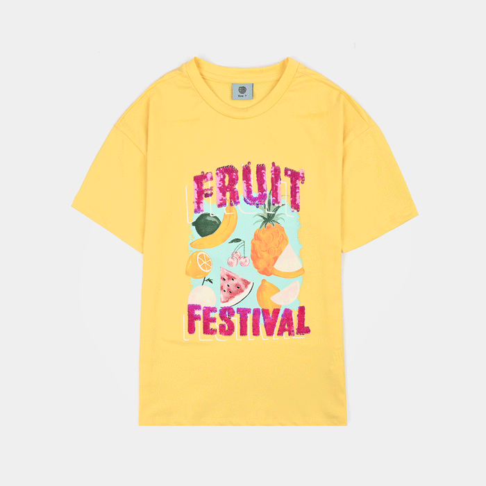 Girls Lycra Jersey T-Shirt Fruit-Yellow