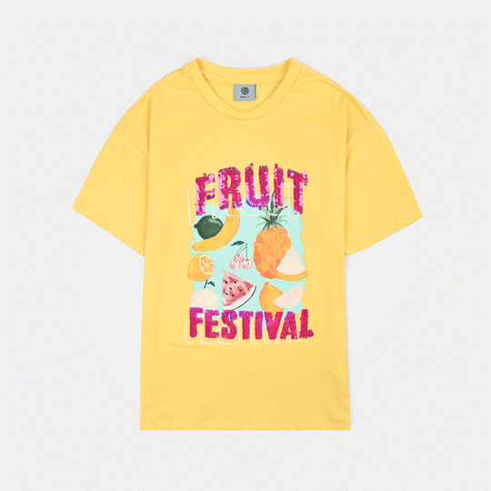 Girls Lycra Jersey T-Shirt Fruit-Yellow