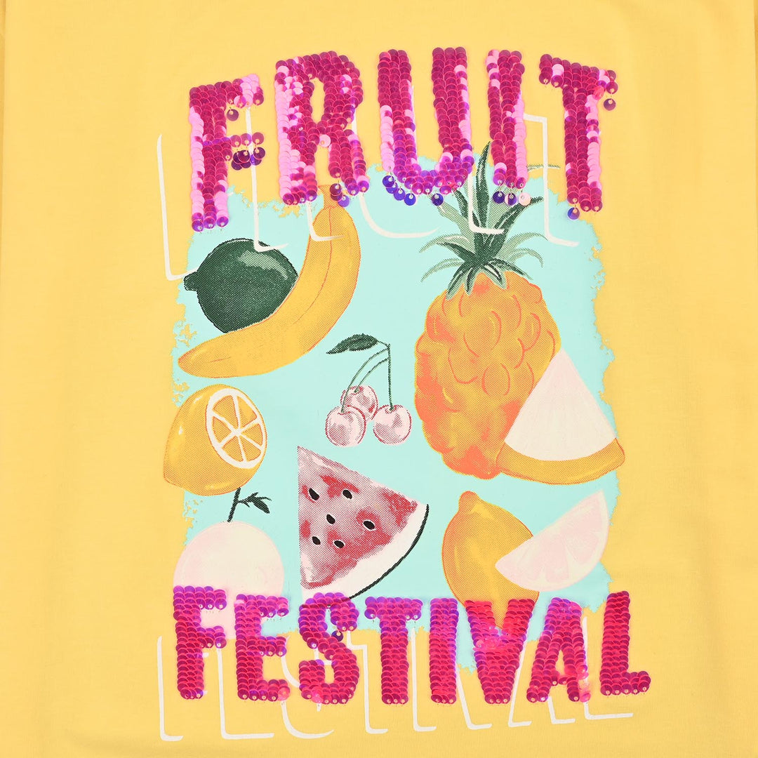 Girls Lycra Jersey T-Shirt Fruit-Yellow