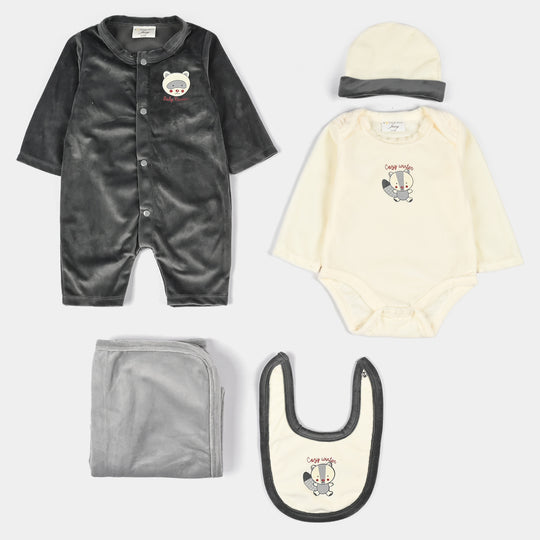 Infant Boys Velour & Thermal 5 PC Gift Set 319 - 059- Off.White.Grey