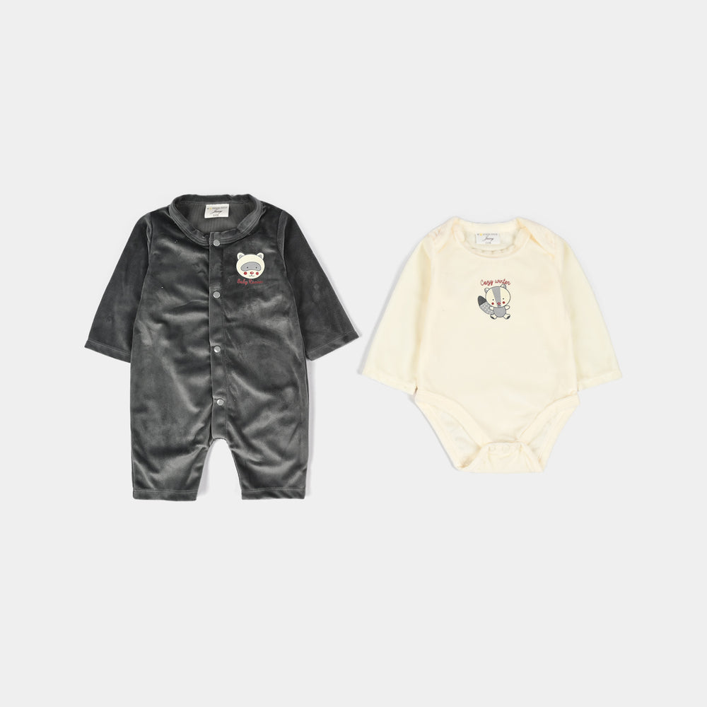 Infant Boys Velour & Thermal 5 PC Gift Set 319 - 059- Off.White.Grey
