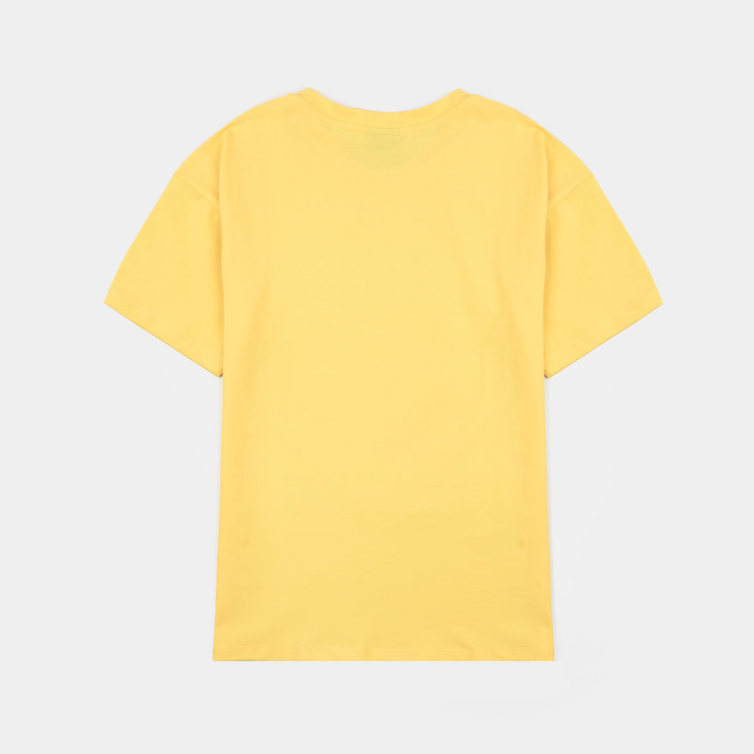 Girls Lycra Jersey T-Shirt Fruit-Yellow