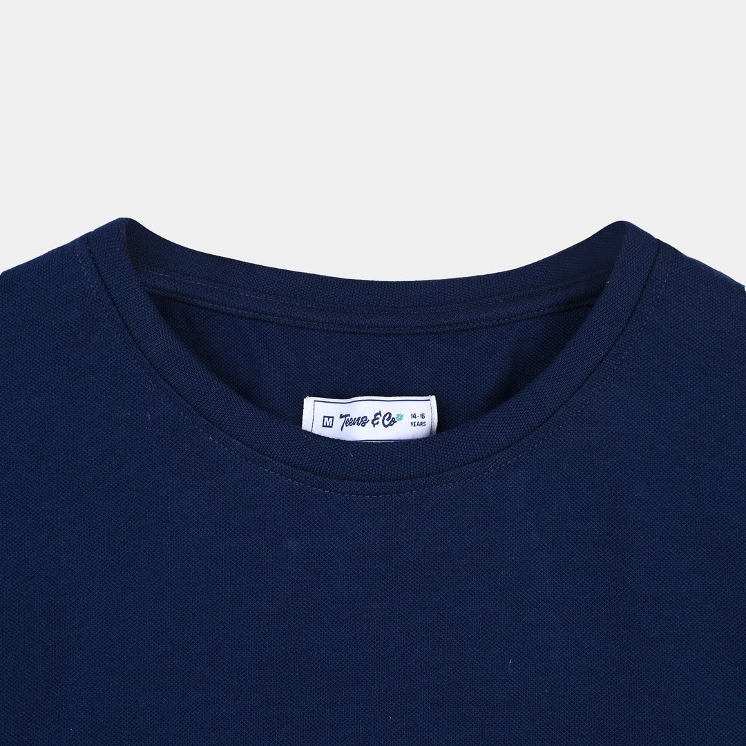 Teens Boys Jumbo Pique Tees H/S-NAVY