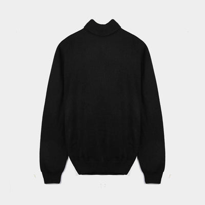 Teen Unisex Acrylic Turtle Neck Sweater-BLACK