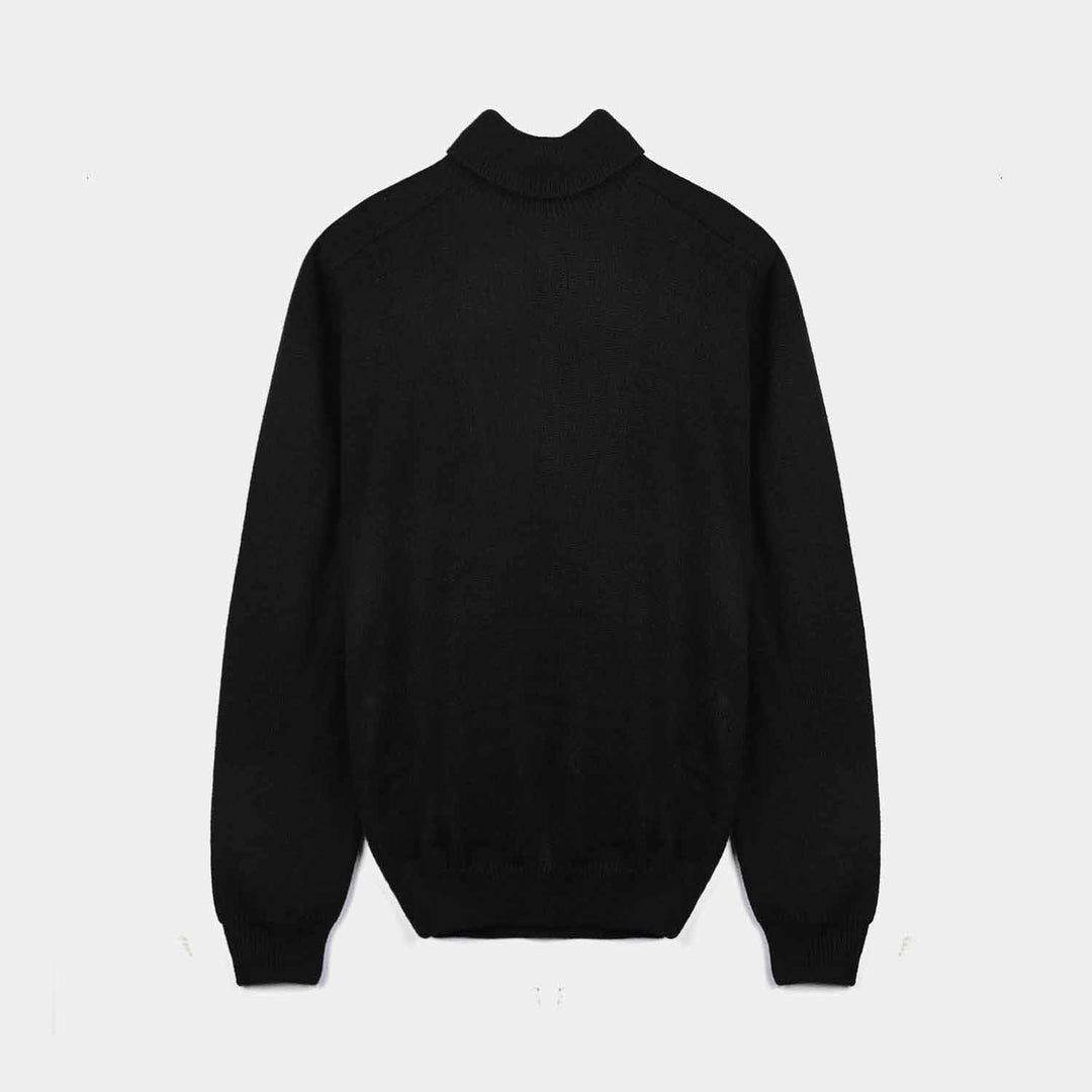 Teen Unisex Acrylic Turtle Neck Sweater-BLACK