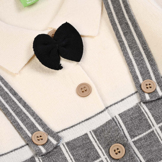 Infant Boys Acrylic Romper Gentleman- Cream/Grey