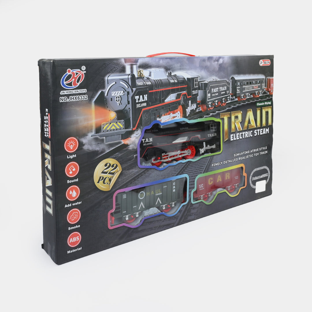 Electric Rail Train With Light Music Spray