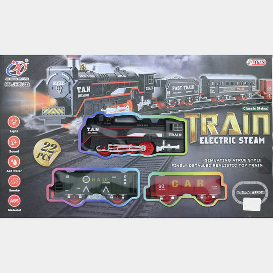 Electric Rail Train With Light Music Spray