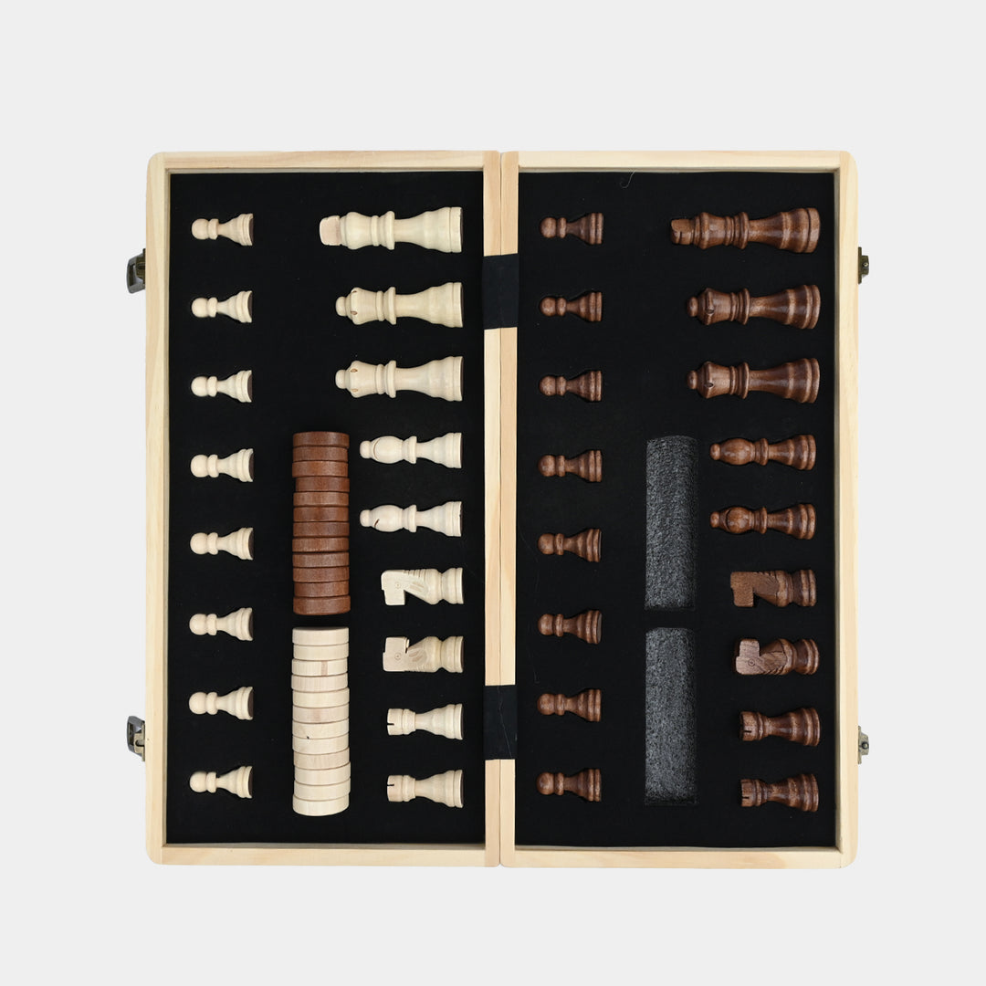 Magnetic 2-in-1 Wooden Chess & Checkers Set