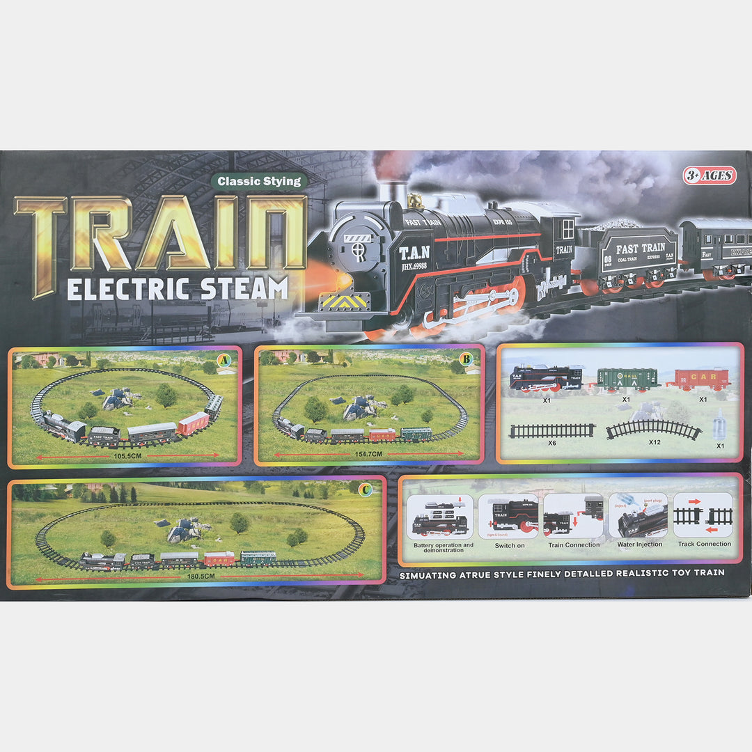 Electric Rail Train With Light Music Spray