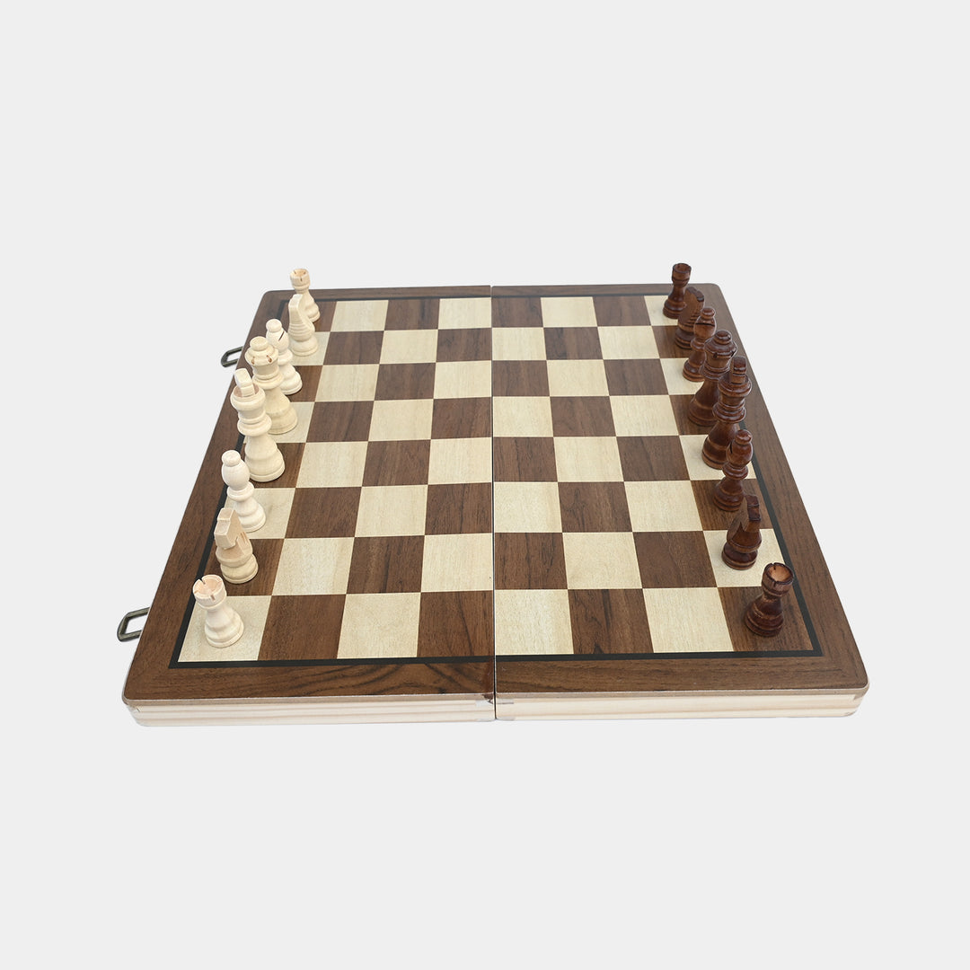 Magnetic 2-in-1 Wooden Chess & Checkers Set