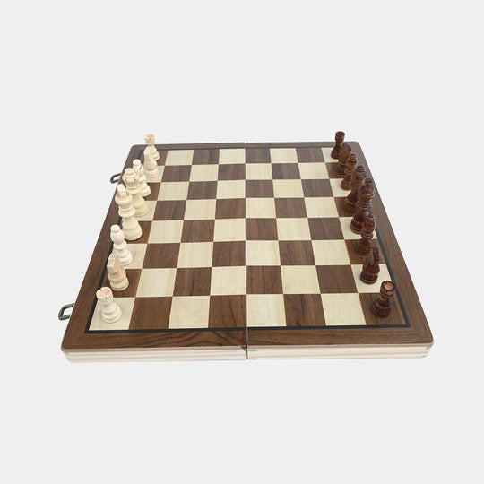 Magnetic 2-in-1 Wooden Chess & Checkers Set