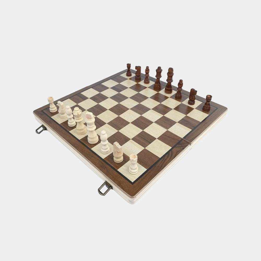 Magnetic 2-in-1 Wooden Chess & Checkers Set