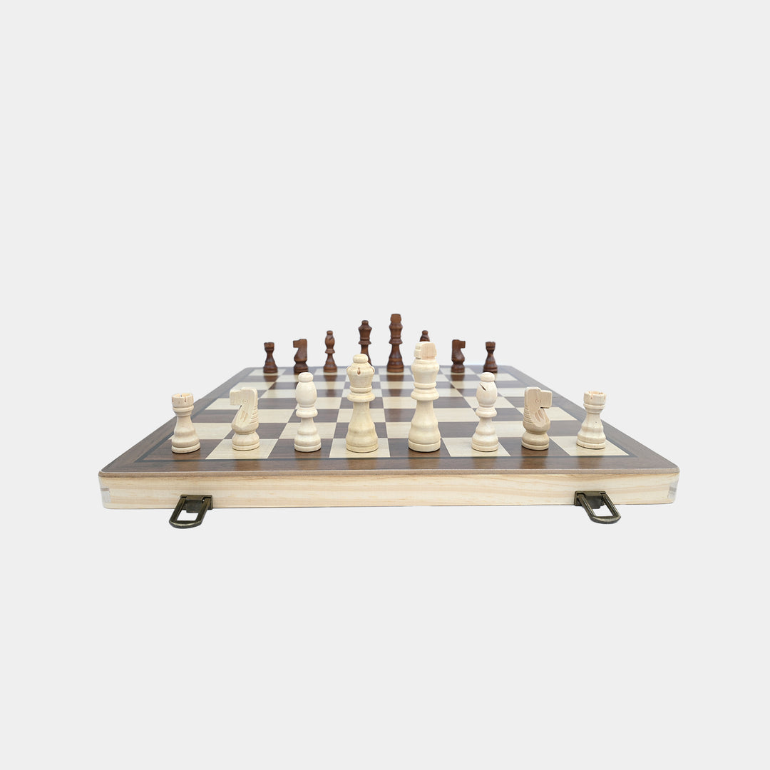 Magnetic 2-in-1 Wooden Chess & Checkers Set