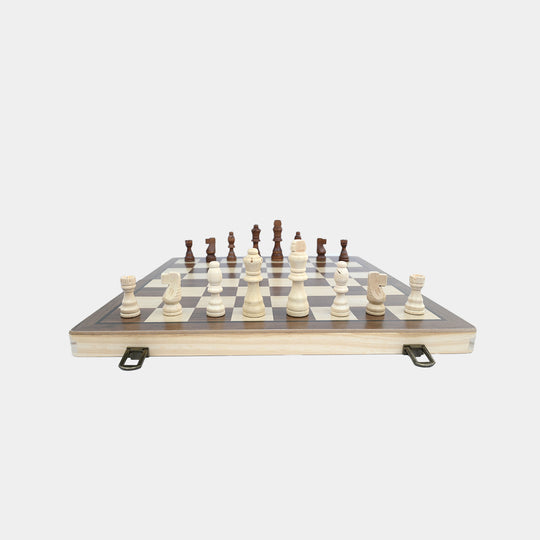 Magnetic 2-in-1 Wooden Chess & Checkers Set