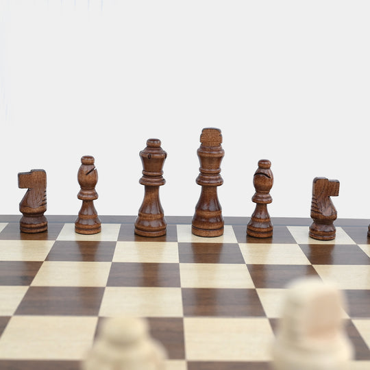 Magnetic 2-in-1 Wooden Chess & Checkers Set