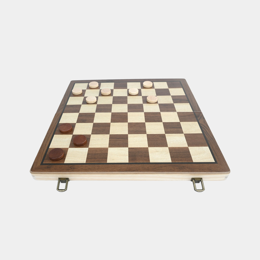 Magnetic 2-in-1 Wooden Chess & Checkers Set