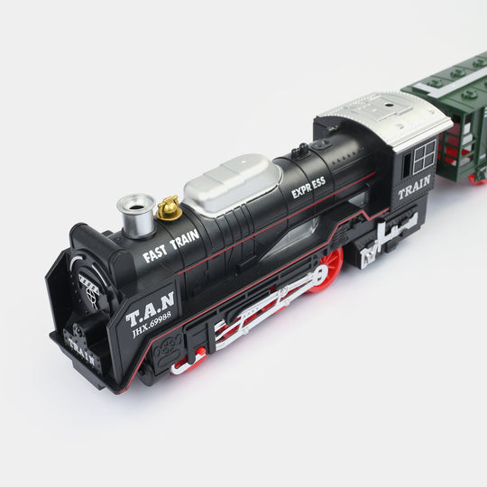 Electric Rail Train With Light Music Spray