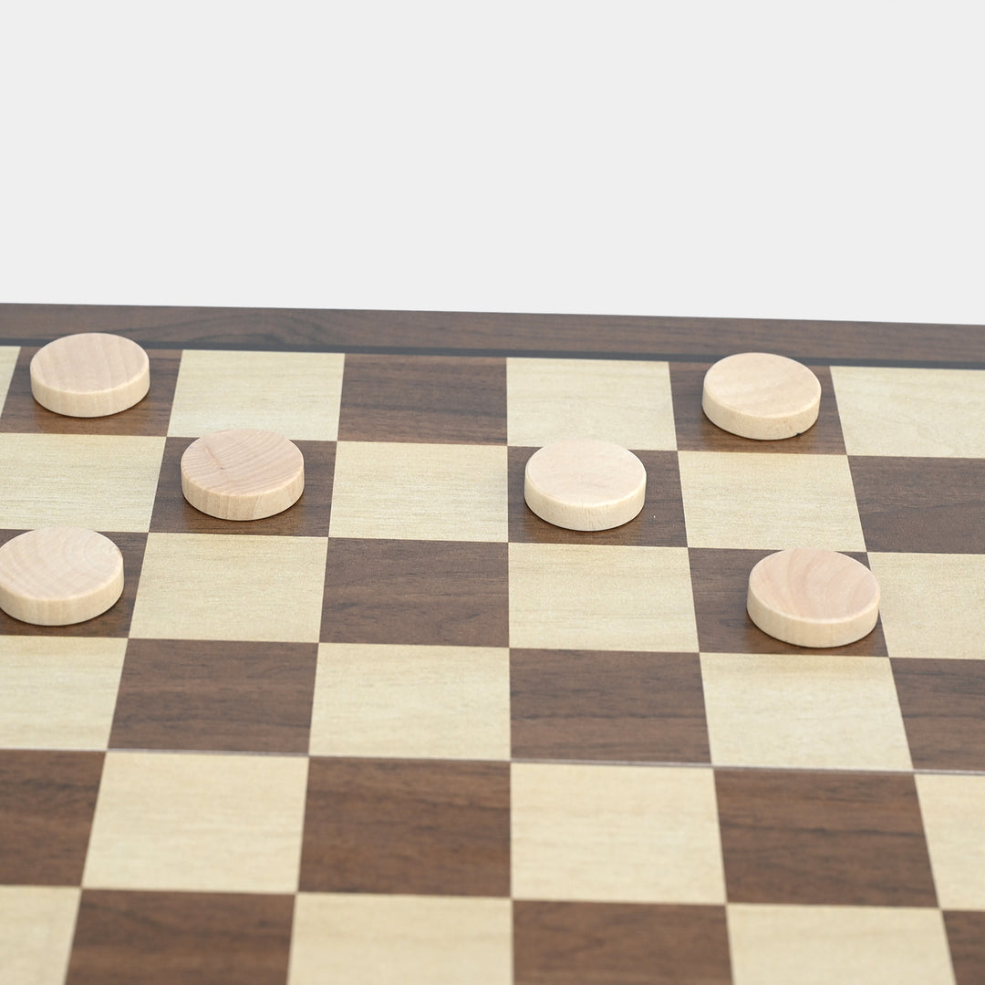 Magnetic 2-in-1 Wooden Chess & Checkers Set