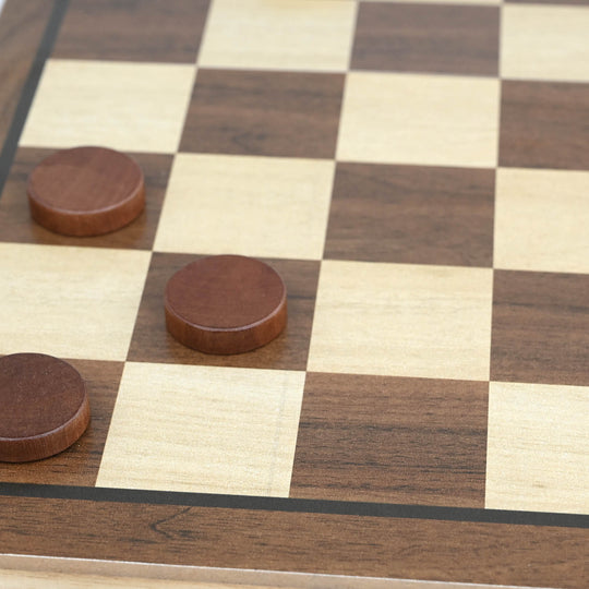 Magnetic 2-in-1 Wooden Chess & Checkers Set