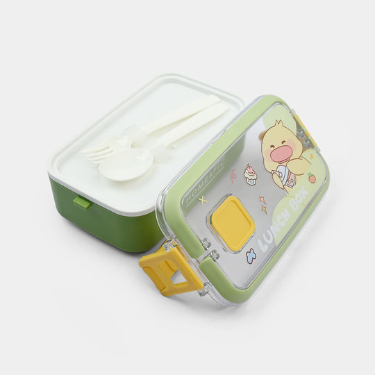 Plastic Lunch Box With Cutlery | 1ltr