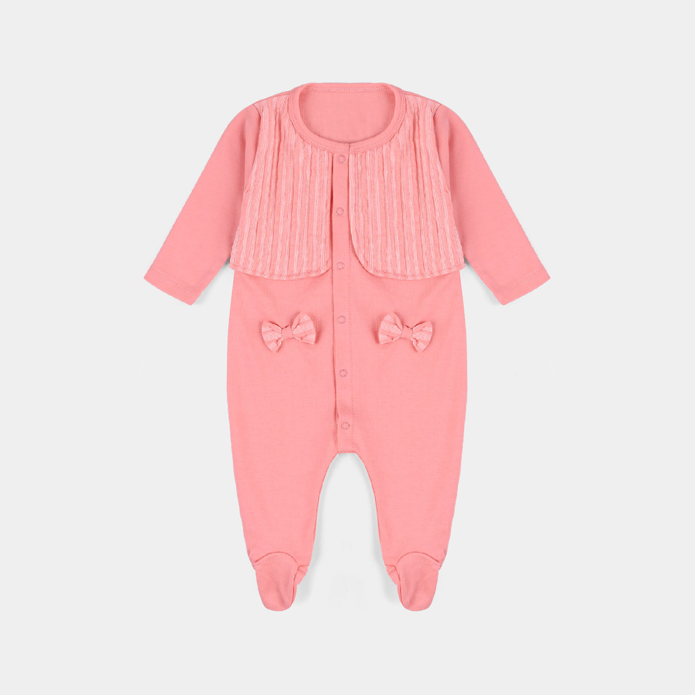 Infant Girls Cotton Interlock Knitted Romper Coat-Shell Pink