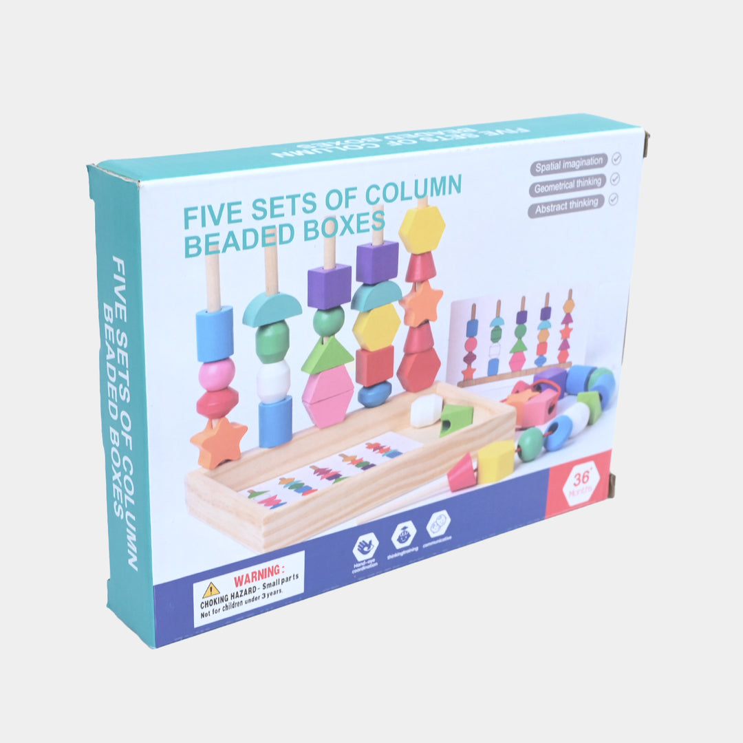 Five Sets of Column Wooden Shape & Sequence Stacking Toy