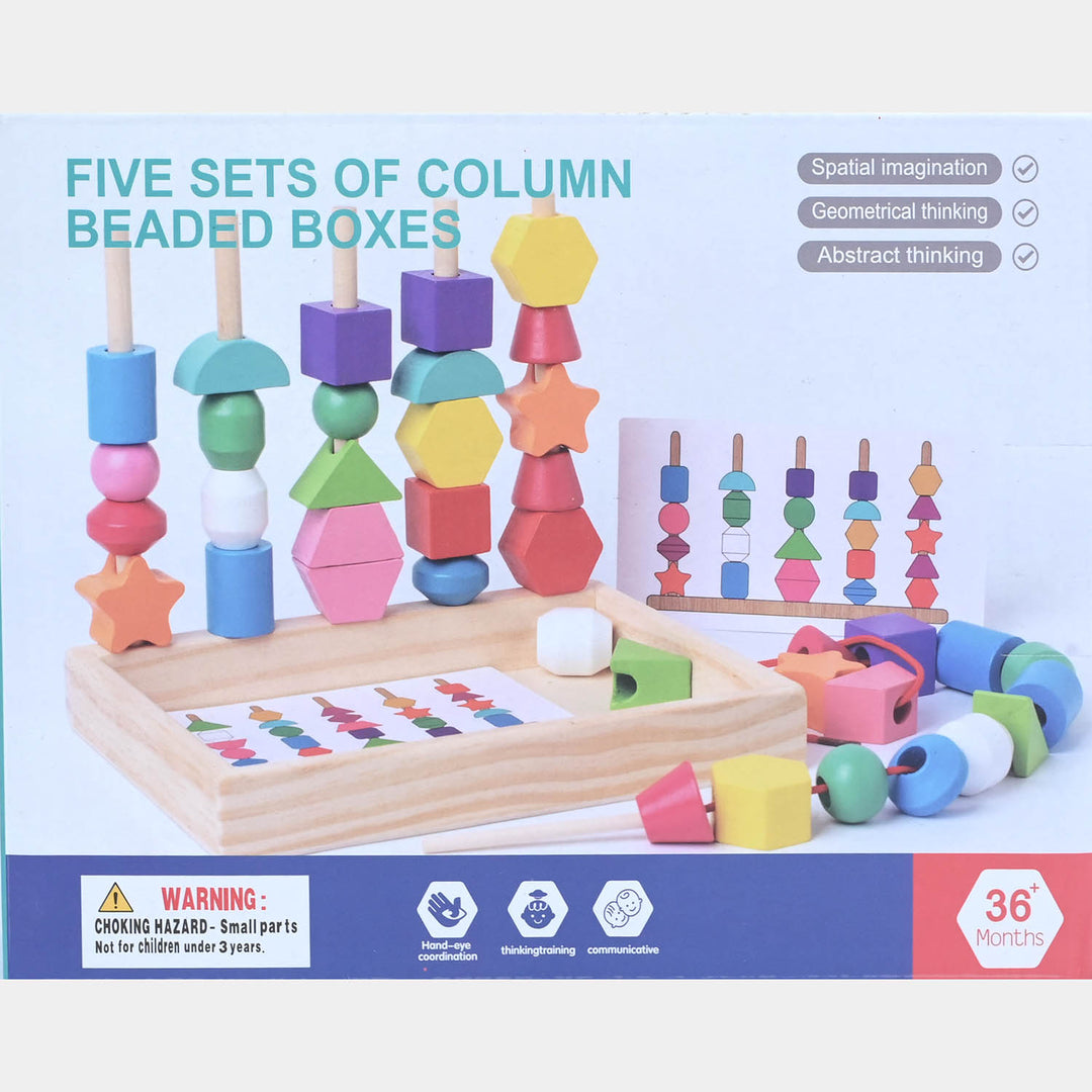 Five Sets of Column Wooden Shape & Sequence Stacking Toy