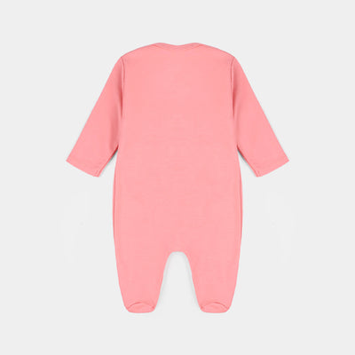 Infant Girls Cotton Interlock Knitted Romper Coat-Shell Pink