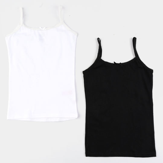 Girls Cotton Jersey Cami Pack of 2 Basic-Black/White