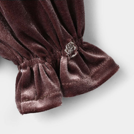Girls Velvet Emb Top Winter Garden - Purple
