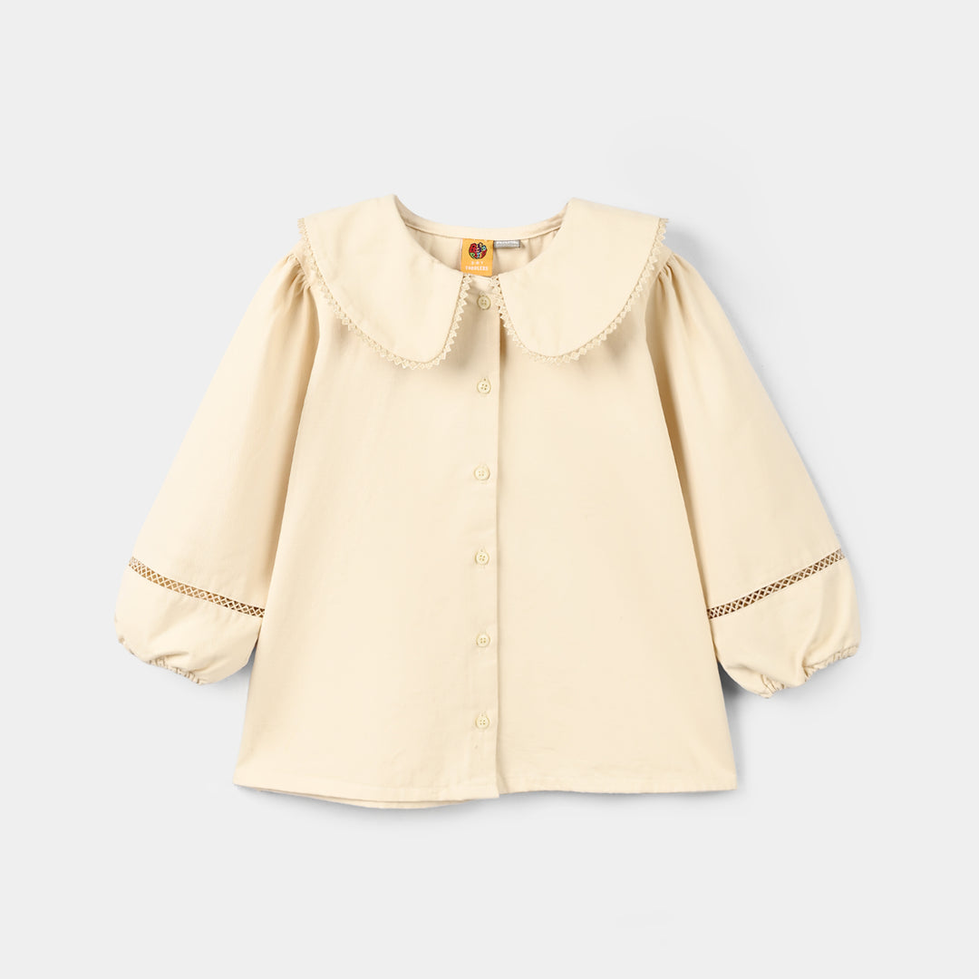 Girls Cotton Twill Co-Ord Set Chunky- Off-White