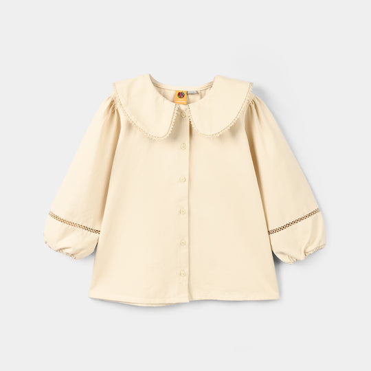 Girls Cotton Twill Co-Ord Set Chunky- Off-White