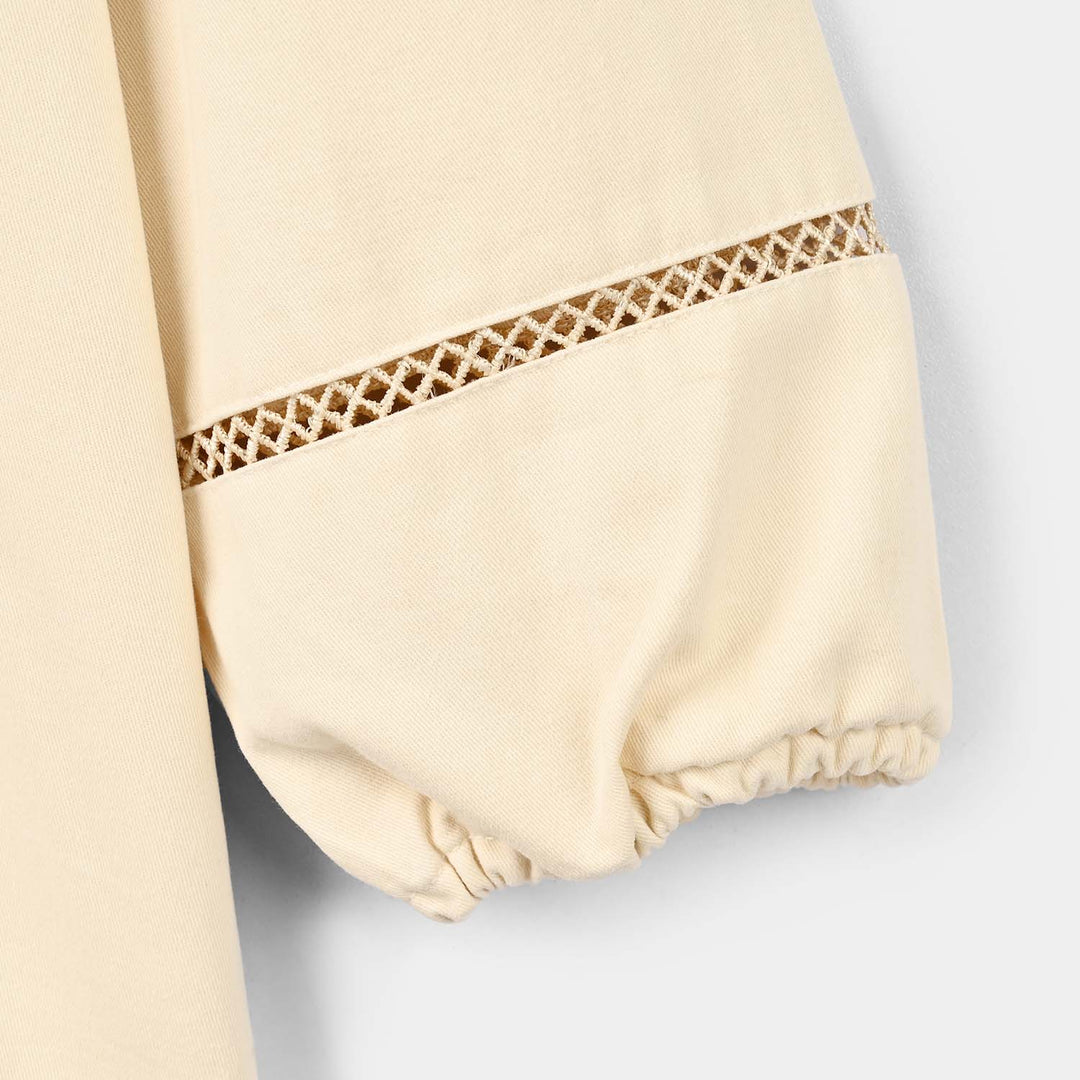 Girls Cotton Twill Co-Ord Set Chunky- Off-White
