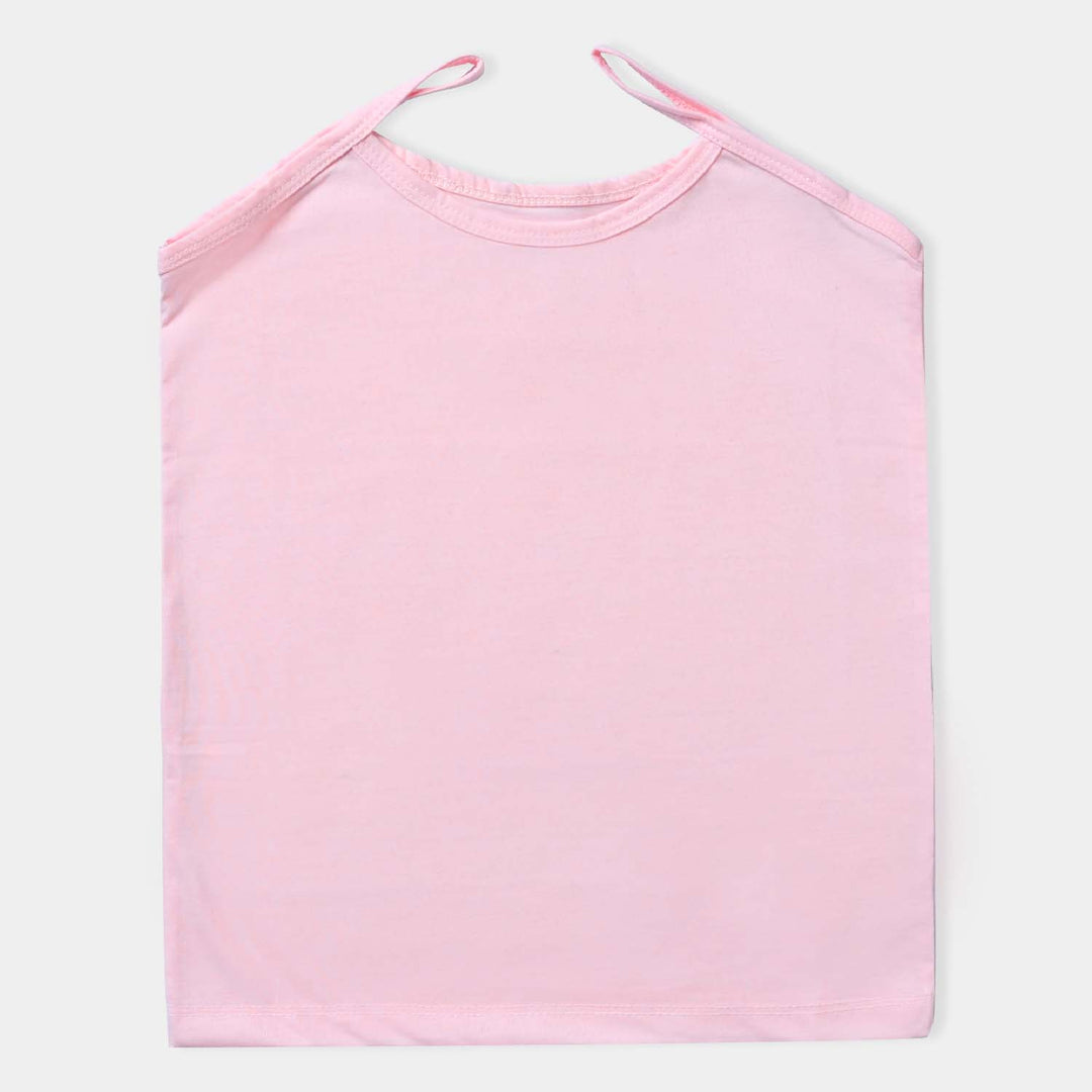 Girls Poly Cotton Jersey Cami Basic 2 Pcs-Pink/White