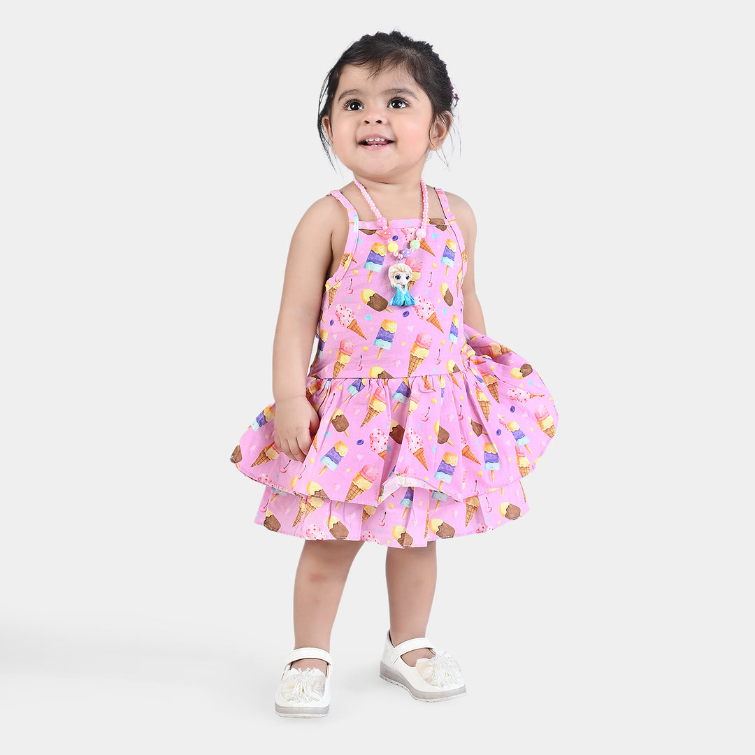 Infant Girls Cotton Frill Romper Ice-cream-Multi