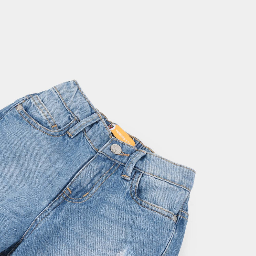 Boys Denim Stretch Pant Basic Loose Fit-Mid Blue