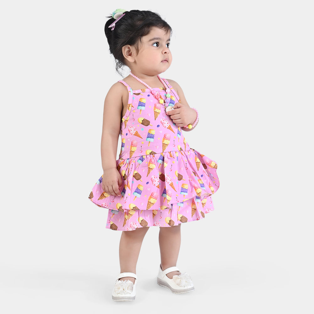 Infant Girls Cotton Frill Romper Ice-cream-Multi