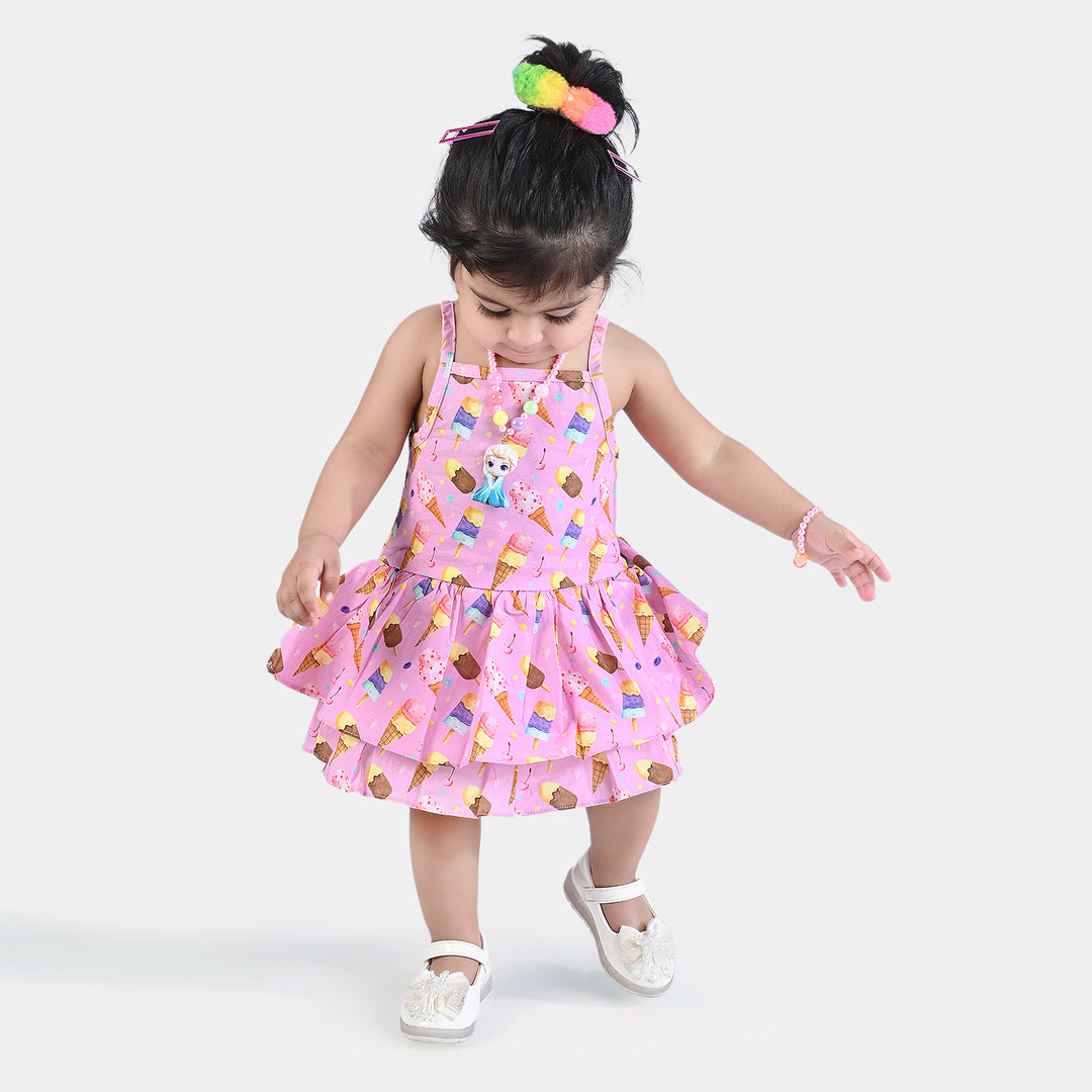 Infant Girls Cotton Frill Romper Ice-cream-Multi