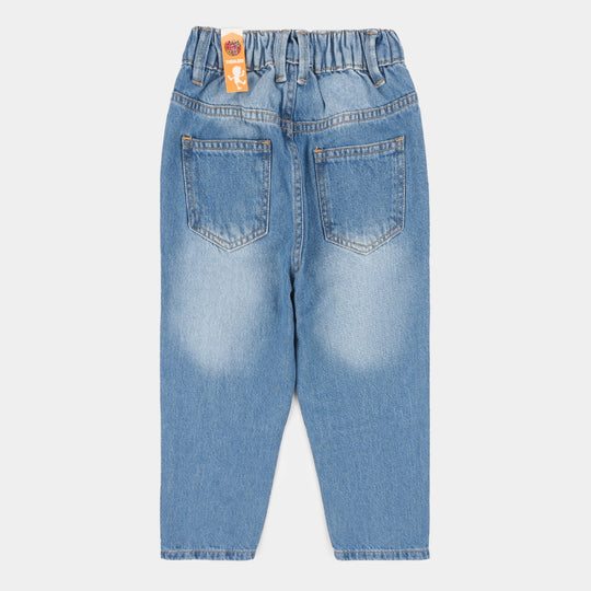 Boys Denim Stretch Pant Basic Loose Fit-Mid Blue