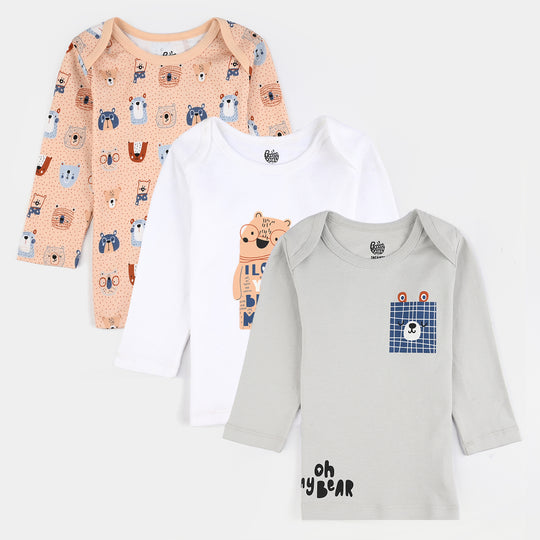 Infant Boys Cotton Full Sleeve T-Shirts Pack of 3 - Multi