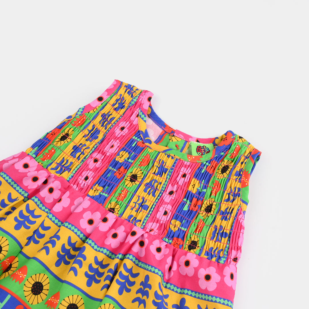 Infant Girls Casual Frock Vivid Ocean-Multi