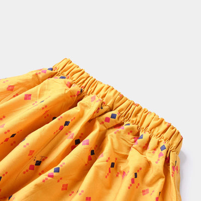 Girls Cotton Poplin Long Skirt-Mustard