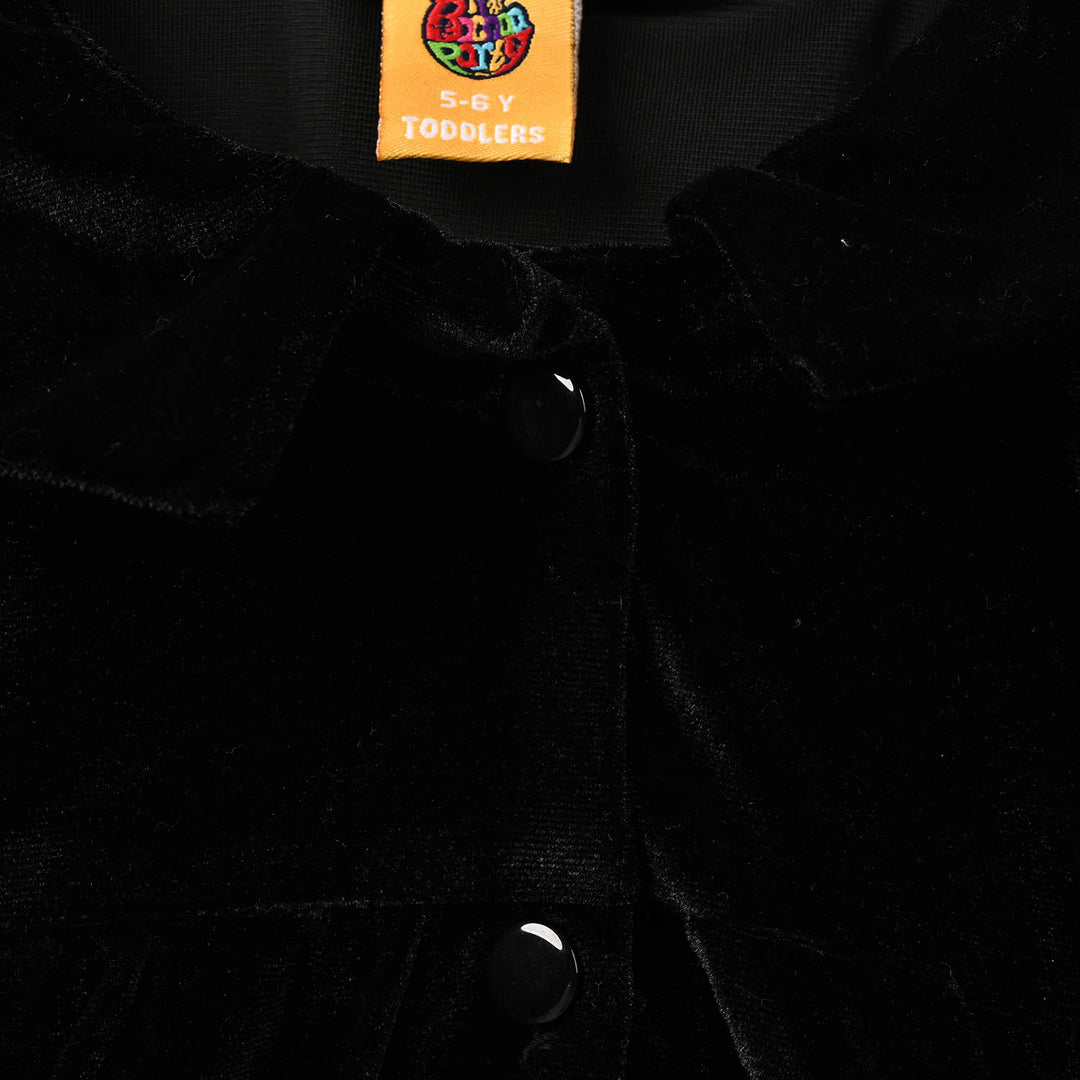 Girls Velvet Causal Top Shimmer-BLACK