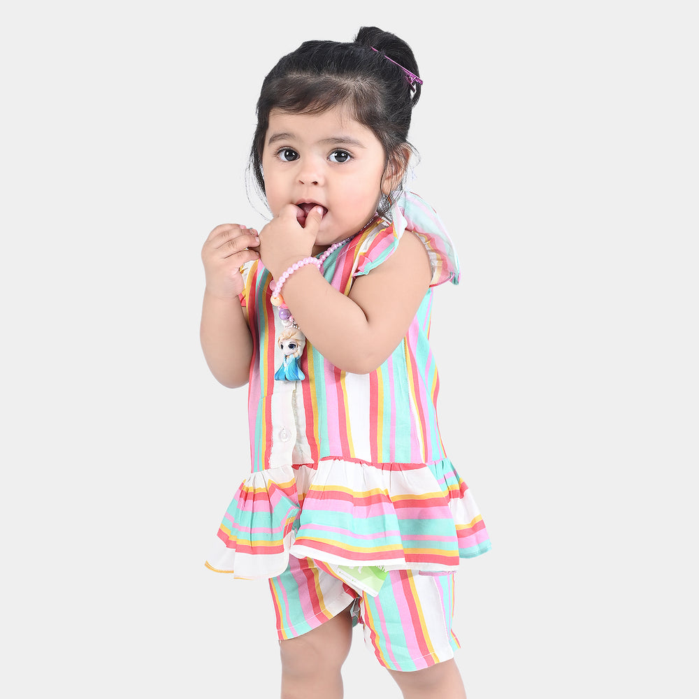 Infant Girls Viscose Casual Top Colour Full Lines-Multi