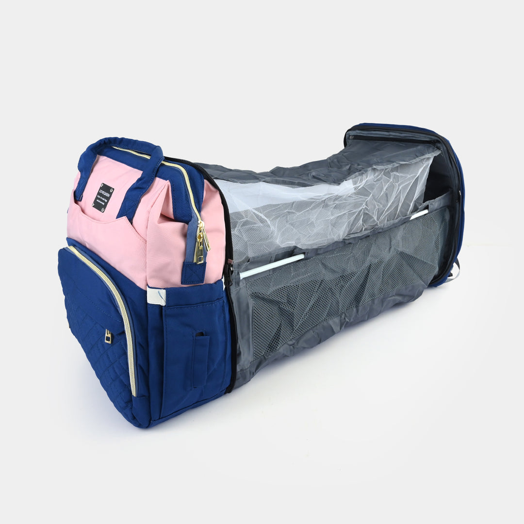 2-in-1 Foldable Diaper Backpack with Expandable Bassinet