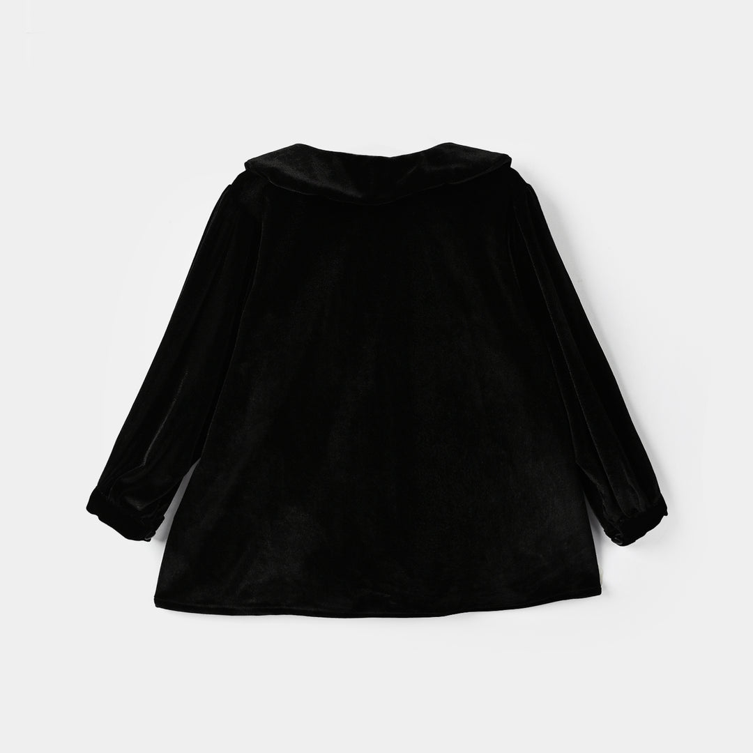 Girls Velvet Causal Top Shimmer-BLACK