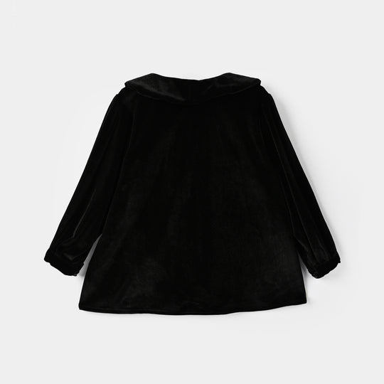 Girls Velvet Causal Top Shimmer-BLACK