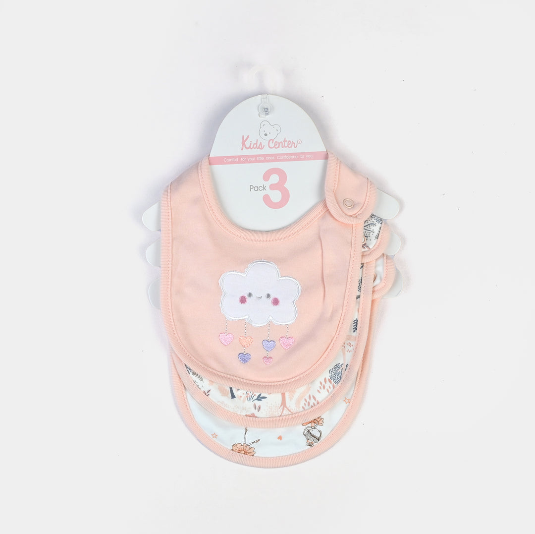 Pack Of 3 Baby Cotton Interlock Bibs Set-MIX